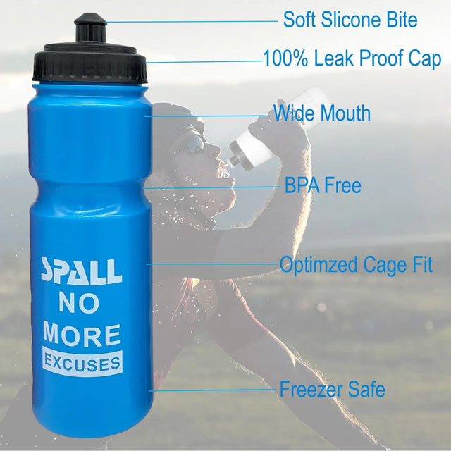 Sports Water Bottle, 750ml, BPA-Free, Leak-Proof, Push-Pull Cap, Black (Blue) | Ideal for All Surfaces, Kids & Adults | Match-Ready | Includes Pump & Needle | Durable & Long-Lasting Performance
