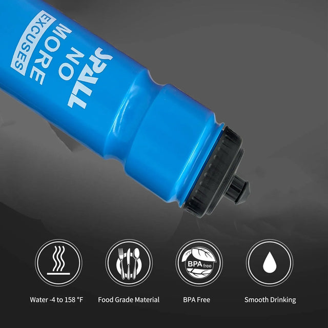 Sports Water Bottle, 750ml, BPA-Free, Leak-Proof, Push-Pull Cap, Black (Blue) | Ideal for All Surfaces, Kids & Adults | Match-Ready | Includes Pump & Needle | Durable & Long-Lasting Performance