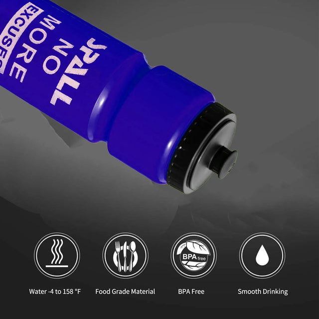 Sports Water Bottle, 750ml, BPA-Free, Leak-Proof, Push-Pull Cap, Black (Blue) | Ideal for All Surfaces, Kids & Adults | Match-Ready | Includes Pump & Needle | Durable & Long-Lasting Performance