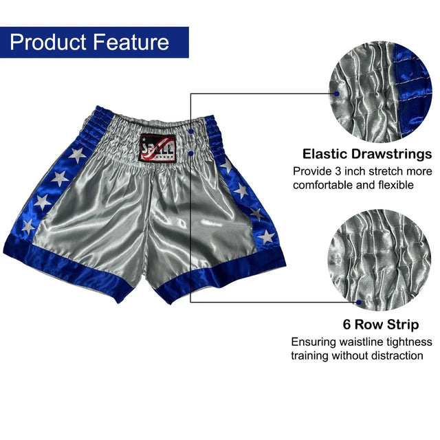 Boxing Shorts For Men Muay Thai Shorts For Kickboxing Wretling Grappling Fight And Cross Training Martial Arts Training Gym Clothing | Ideal for All Surfaces, Kids & Adults | Match-Ready