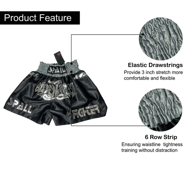 Boxing Shorts For Men Muay Thai Shorts For Kickboxing Wrestling Grappling Fight And Cross Training Martial Arts Training Gym Clothing | Ideal for All Surfaces, Kids & Adults | Match-Ready