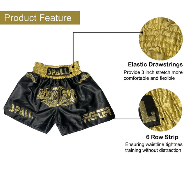 Boxing Shorts For Men Muay Thai Shorts For Kickboxing Wrestling Grappling Fight And Cross Training Martial Arts Training Gym Clothing | Ideal for All Surfaces, Kids & Adults | Match-Ready