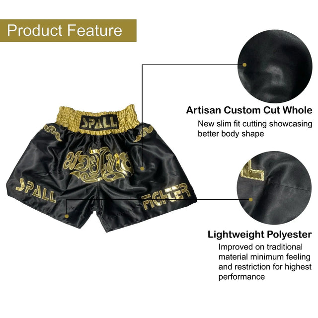 Boxing Shorts For Men Muay Thai Shorts For Kickboxing Wrestling Grappling Fight And Cross Training Martial Arts Training Gym Clothing | Ideal for All Surfaces, Kids & Adults | Match-Ready