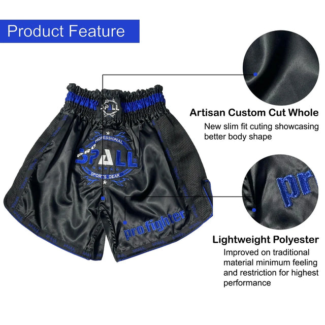 Boxing Shorts For Men Muay Thai Shorts For Kickboxing Wretling Grappling Fight And Cross Training Martial Arts Training Gym Clothing | Ideal for All Surfaces, Kids & Adults | Match-Ready