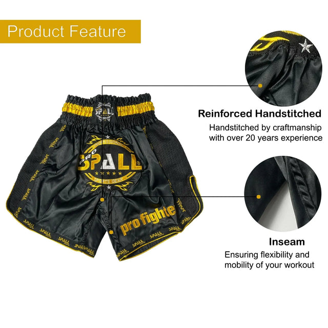 Boxing Shorts For Men Muay Thai Shorts For Kickboxing Wretling Grappling Fight And Cross Training Martial Arts Training Gym Clothing | Ideal for All Surfaces, Kids & Adults | Match-Ready