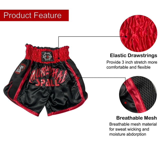 Boxing Shorts For Men Muay Thai Shorts For Kickboxing Wretling Grappling Fight And Cross Training Martial Arts Training Gym Clothing | Ideal for All Surfaces, Kids & Adults | Match-Ready