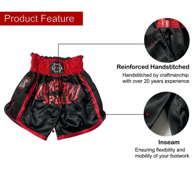 Boxing Shorts For Men Muay Thai Shorts For Kickboxing Wretling Grappling Fight And Cross Training Martial Arts Training Gym Clothing | Ideal for All Surfaces, Kids & Adults | Match-Ready