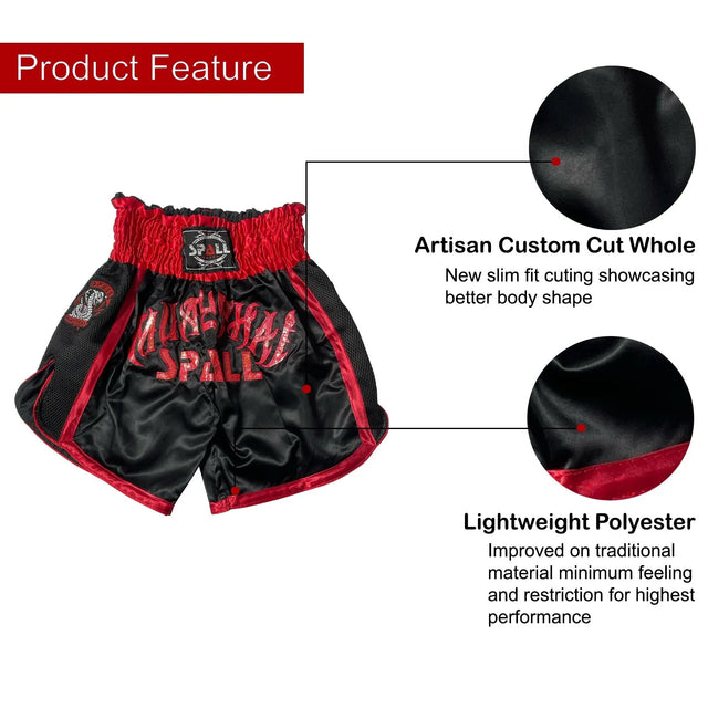 Boxing Shorts For Men Muay Thai Shorts For Kickboxing Wretling Grappling Fight And Cross Training Martial Arts Training Gym Clothing | Ideal for All Surfaces, Kids & Adults | Match-Ready