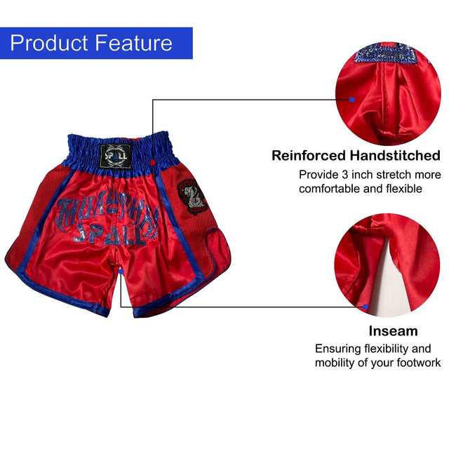 Boxing Shorts For Men Muay Thai Shorts For Kickboxing Wretling Grappling Fight And Cross Training Martial Arts Training Gym Clothing | Ideal for All Surfaces, Kids & Adults | Match-Ready