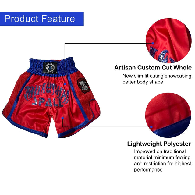 Boxing Shorts For Men Muay Thai Shorts For Kickboxing Wretling Grappling Fight And Cross Training Martial Arts Training Gym Clothing | Ideal for All Surfaces, Kids & Adults | Match-Ready