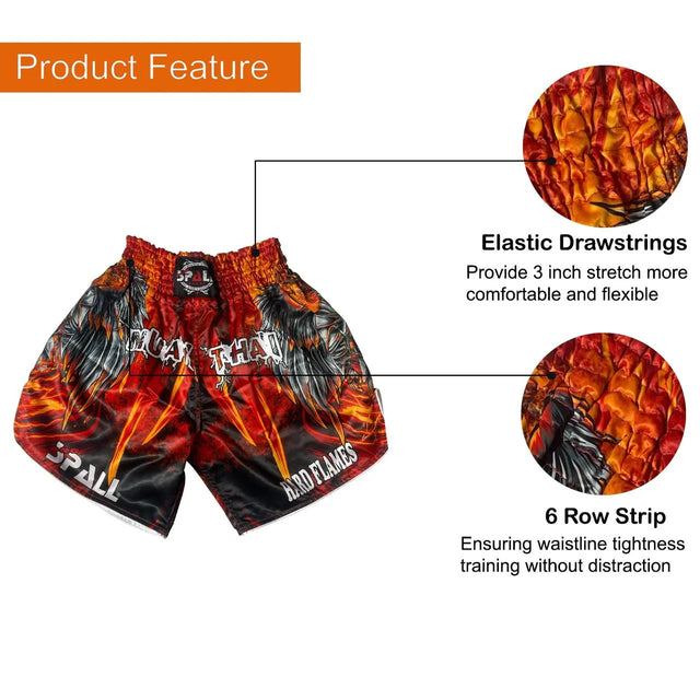 Boxing Shorts For Men Muay Thai Shorts For Kickboxing Wretling Grappling Fight And Cross Training Martial Arts Training Gym Clothing | Ideal for All Surfaces, Kids & Adults | Match-Ready