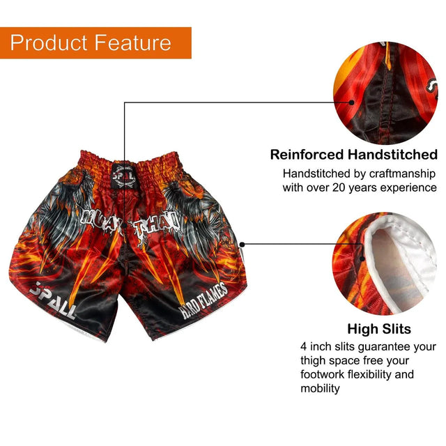 Boxing Shorts For Men Muay Thai Shorts For Kickboxing Wretling Grappling Fight And Cross Training Martial Arts Training Gym Clothing | Ideal for All Surfaces, Kids & Adults | Match-Ready