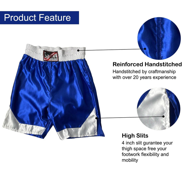 Boxing Shorts For Men Muay Thai Shorts For Kickboxing Wretling Grappling Fight And Cross Training Martial Arts Training Gym Clothing | Ideal for All Surfaces, Kids & Adults | Match-Ready