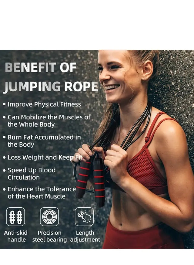 Jump Rope Tangle Free Rapid Speed Jumping Rope Cable For Woman, Men, And Kids Adjustable Steel Jump Rope Workout With Foam Handles For Fitness Home Exercise And Slim Body (231046) | Ideal for All