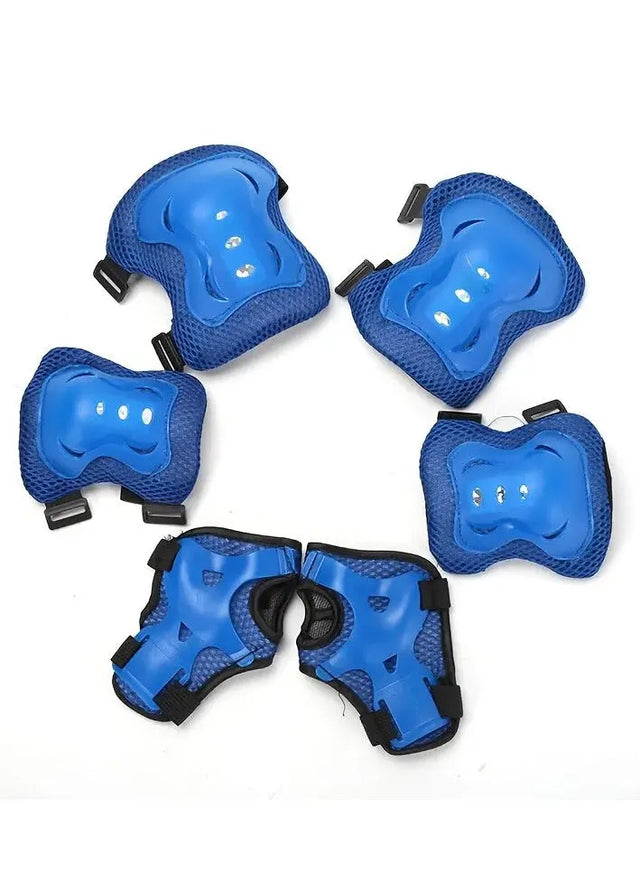 Pack Of 6 Kids Knee Pad Protective Gear Kit Knee Elbow And Wrist Guards Children Sports Safety Protection Pads For Cycling Roller Skating (5494) | Ideal for All Surfaces, Kids & Adults | Match-Ready