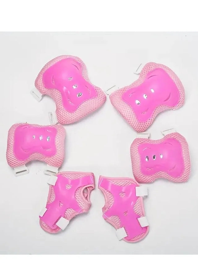 Pack Of 6 Kids Knee Pad Protective Gear Kit Knee Elbow And Wrist Guards Children Sports Safety Protection Pads For Cycling Roller Skating (5494) | Ideal for All Surfaces, Kids & Adults | Match-Ready