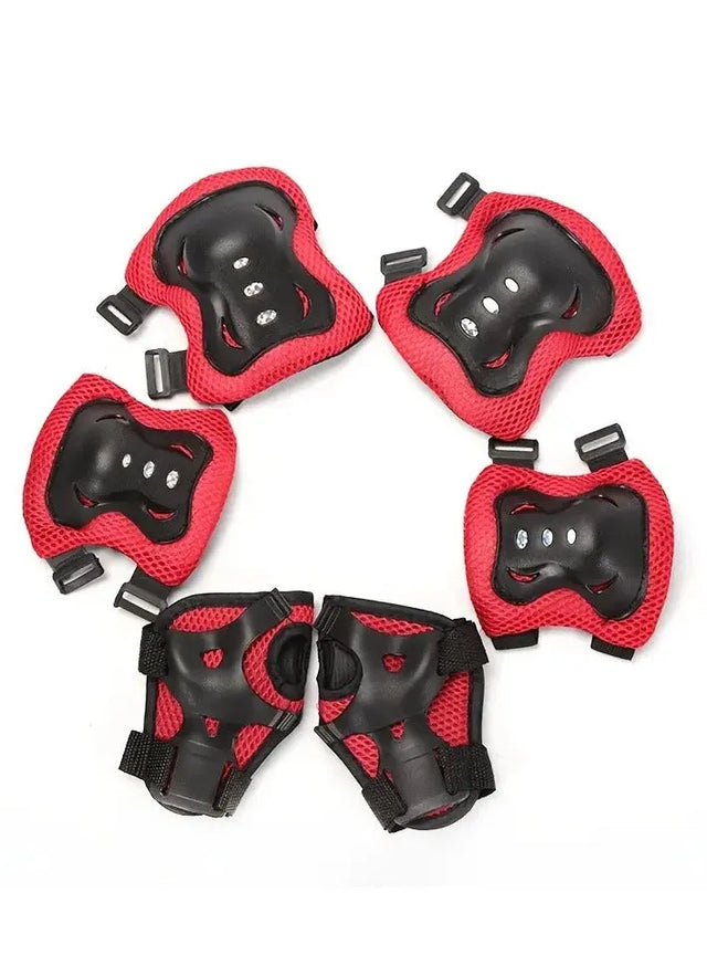 Pack Of 6 Kids Knee Pad Protective Gear Kit Knee Elbow And Wrist Guards Children Sports Safety Protection Pads For Cycling Roller Skating (5494) | Ideal for All Surfaces, Kids & Adults | Match-Ready