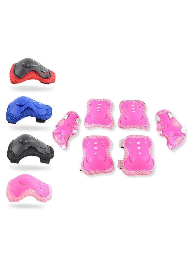 Pack Of 6 Kids Knee Pad Protective Gear Kit Knee Elbow And Wrist Guards Children Sports Safety Protection Pads For Cycling Roller Skating (5494) | Ideal for All Surfaces, Kids & Adults | Match-Ready