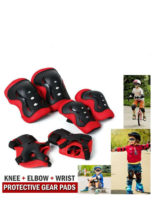 Pack Of 6 Kids Knee Pad Protective Gear Kit Knee Elbow And Wrist Guards Children Sports Safety Protection Pads For Cycling Roller Skating (5494) | Ideal for All Surfaces, Kids & Adults | Match-Ready