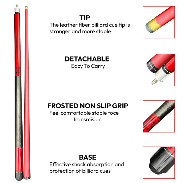 Snooker Cue Stick Play Billiard Pool Sticks Wood Materials Straight Feel Good Beautiful Entertainment Snooker Billiard Tool | Ideal for All Surfaces, Kids & Adults | Match-Ready | Includes Pump & Need