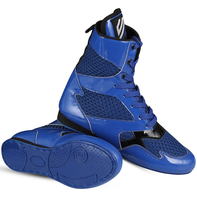Boxing Shoes Red Blue For Professionals And Beginners (SI-1123) | Ideal for All Surfaces, Kids & Adults | Match-Ready | Includes Pump & Needle | Durable & Long-Lasting Performance