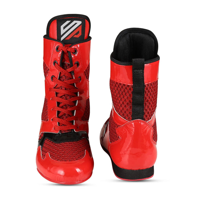 Boxing Shoes Red Blue For Professionals And Beginners (SI-1123) | Ideal for All Surfaces, Kids & Adults | Match-Ready | Includes Pump & Needle | Durable & Long-Lasting Performance