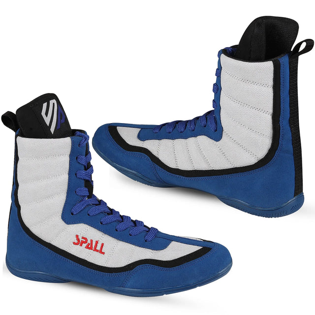 Boxing Shoes Red/White Blue/White For Professionals And Beginners (SI-1124) | Ideal for All Surfaces, Kids & Adults | Match-Ready | Includes Pump & Needle | Durable & Long-Lasting Performance