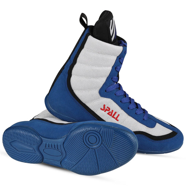 Boxing Shoes Red/White Blue/White For Professionals And Beginners (SI-1124) | Ideal for All Surfaces, Kids & Adults | Match-Ready | Includes Pump & Needle | Durable & Long-Lasting Performance