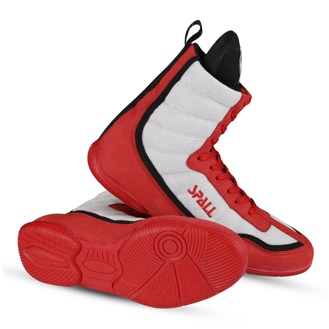 Boxing Shoes Red/White Blue/White For Professionals And Beginners (SI-1124) | Ideal for All Surfaces, Kids & Adults | Match-Ready | Includes Pump & Needle | Durable & Long-Lasting Performance