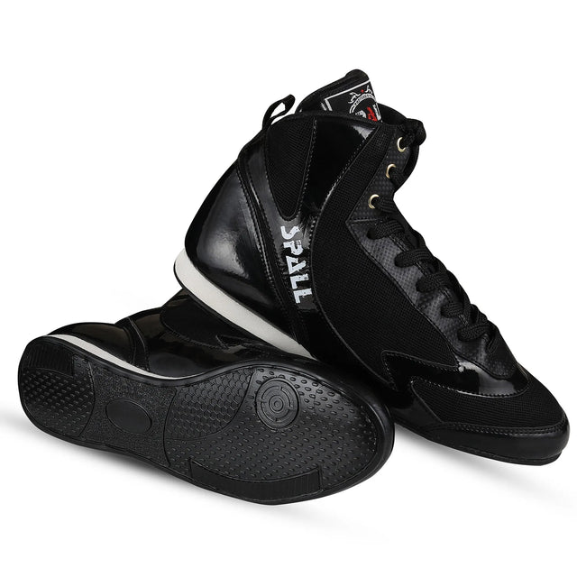 Boxing Shoes Shone Black For Professionals And Beginners (SI-1127) | Ideal for All Surfaces, Kids & Adults | Match-Ready | Includes Pump & Needle | Durable & Long-Lasting Performance