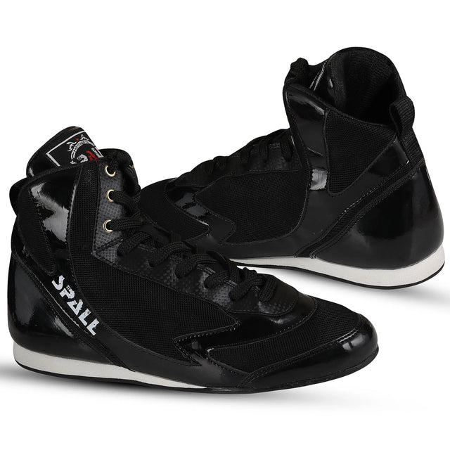 Boxing Shoes Shone Black For Professionals And Beginners (SI-1127) | Ideal for All Surfaces, Kids & Adults | Match-Ready | Includes Pump & Needle | Durable & Long-Lasting Performance