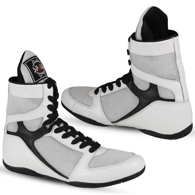 Boxing Shoes Black/White White/Black For Professionals And Beginners (SI-1128) | Ideal for All Surfaces, Kids & Adults | Match-Ready | Includes Pump & Needle | Durable & Long-Lasting Performance