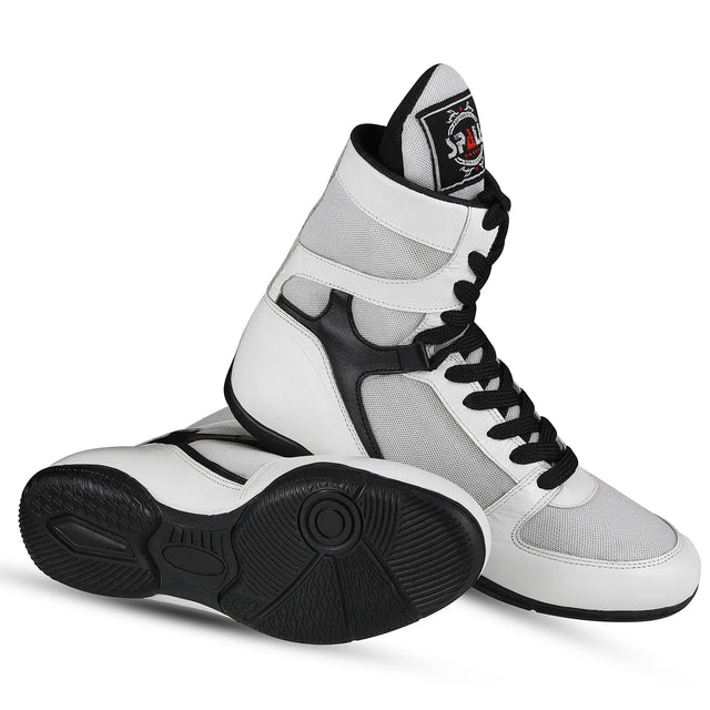 Boxing Shoes Black/White White/Black For Professionals And Beginners (SI-1128) | Ideal for All Surfaces, Kids & Adults | Match-Ready | Includes Pump & Needle | Durable & Long-Lasting Performance