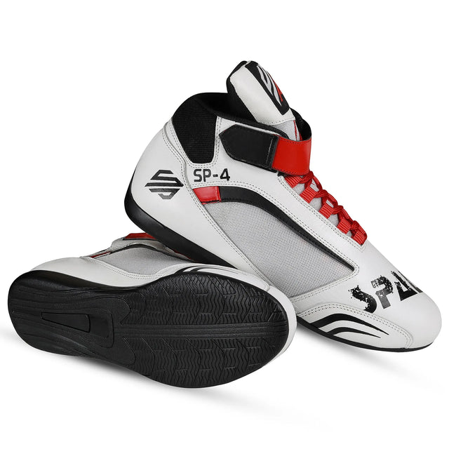 Boxing Shoes White Red Black For Professionals And Beginners (SI-1129) | Ideal for All Surfaces, Kids & Adults | Match-Ready | Includes Pump & Needle | Durable & Long-Lasting Performance