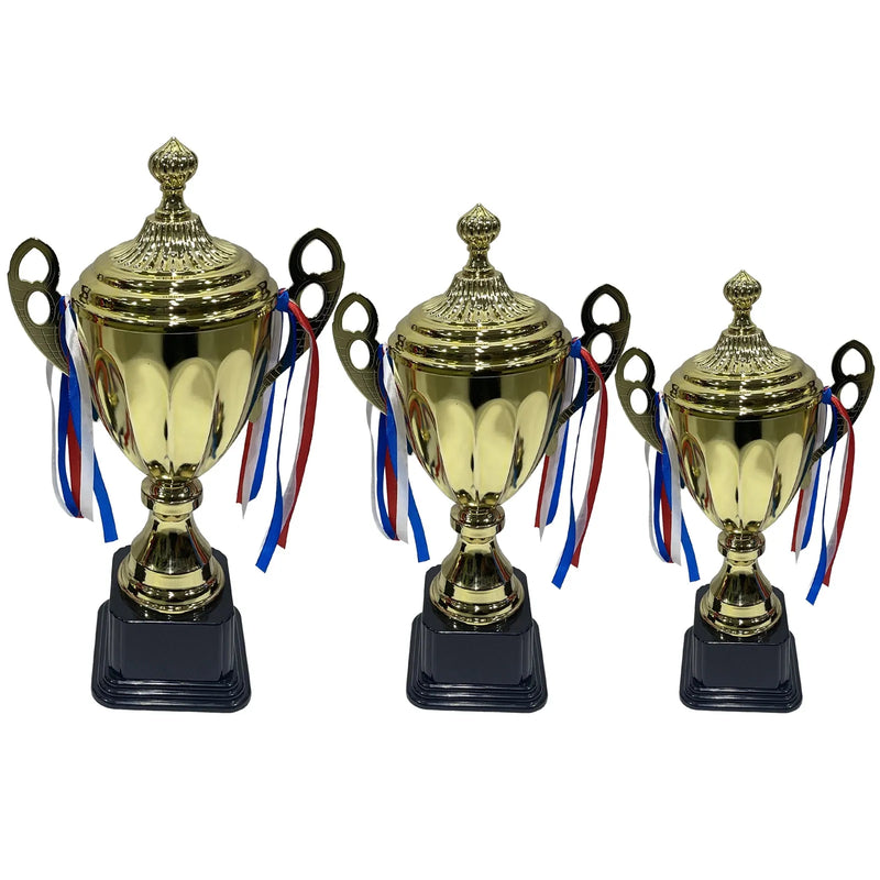 Trophies Set Gold Plastic Awards Trophies For Party Decorations Party Favors School Awards Game Prize And Appreciation Gifts | Ideal for All Surfaces, Kids & Adults | Match-Ready | Includes Pump & Needle