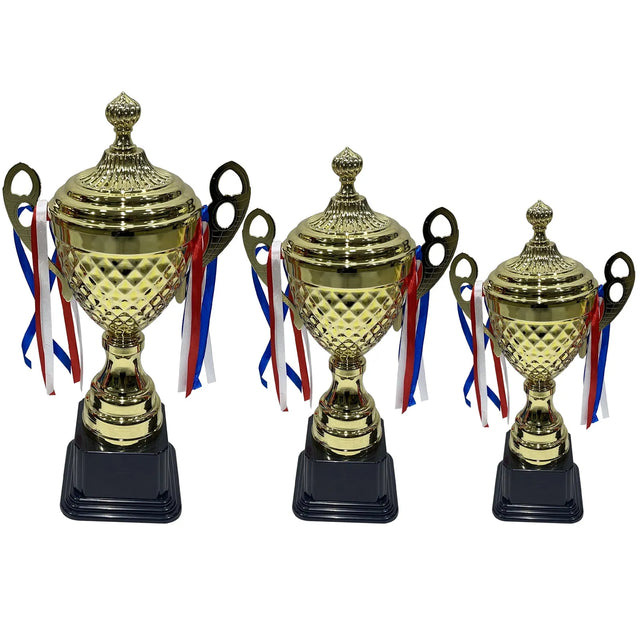 Trophies Set Color Gold Base Black Size 50 cm 45 cm 39 cm For Competitions Honor Game Sports Match School Award Game Prize Party prize Sport tournaments | Ideal for All Surfaces, Kids & Adults