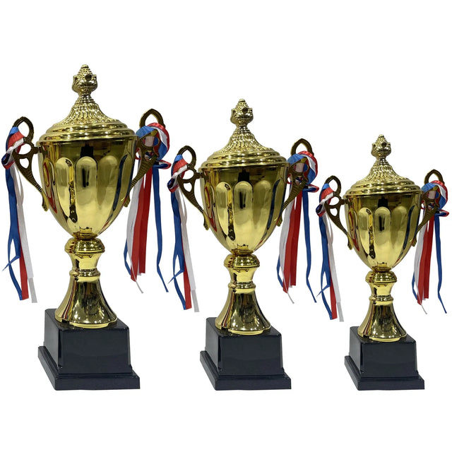 Trophies Set 3 Pcs Gold First place Winner Awards For Sports Match School Sport Tournaments Competitions Honor Game Appreciation Gifts | Ideal for All Surfaces, Kids & Adults | Match-Ready