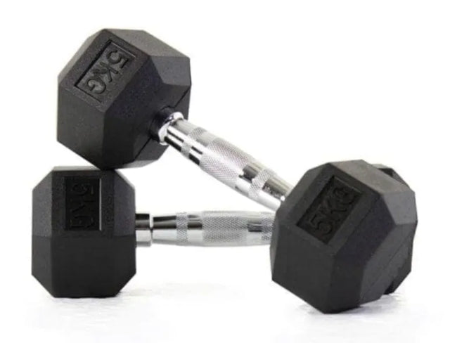 Black Rubber Dumbbells with Steel Grip ? 2.5kg to 12.5kg | Ideal for All Surfaces, Kids & Adults | Match-Ready | Includes Pump & Needle | Durable & Long-Lasting Performance