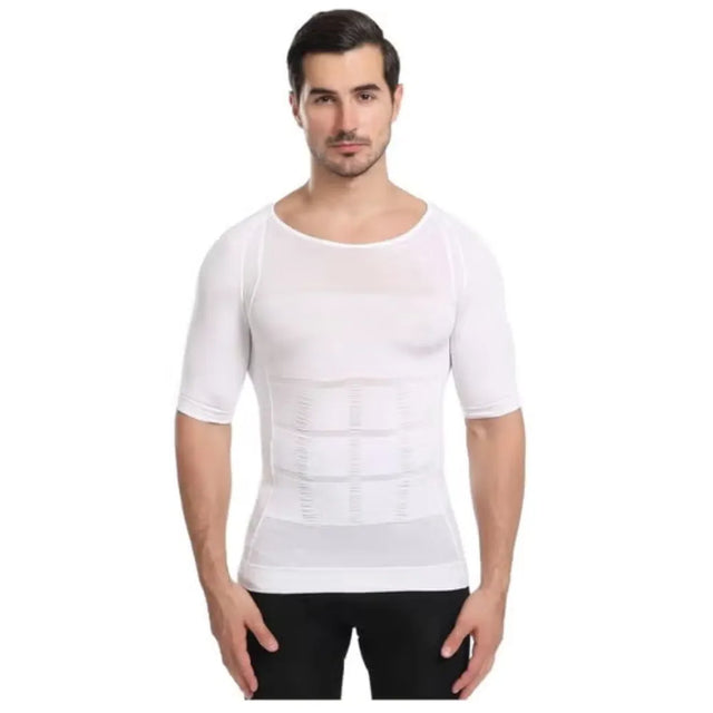 Men's Body Shaper Slimming Vest T-Shirt Elastic Slim Shapewear Compression Undershirts Tummy Control Waist Trainer | Ideal for All Surfaces, Kids & Adults | Match-Ready | Includes Pump & Needle