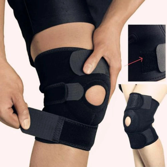 1pc Adjustable Fiess Knee Support Brace - Elastic Patella Belt with Secure Straps Cut-Out Design | Ideal for All Surfaces, Kids & Adults | Match-Ready | Includes Pump & Needle | Durable & Long-Lasting performance