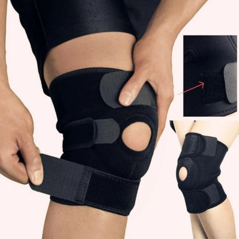 1pc Adjustable Fiess Knee Support Brace - Elastic Patella Belt with Secure Straps Cut-Out Design | Ideal for All Surfaces, Kids & Adults | Match-Ready | Includes Pump & Needle | Durable & Long-Lasting performance