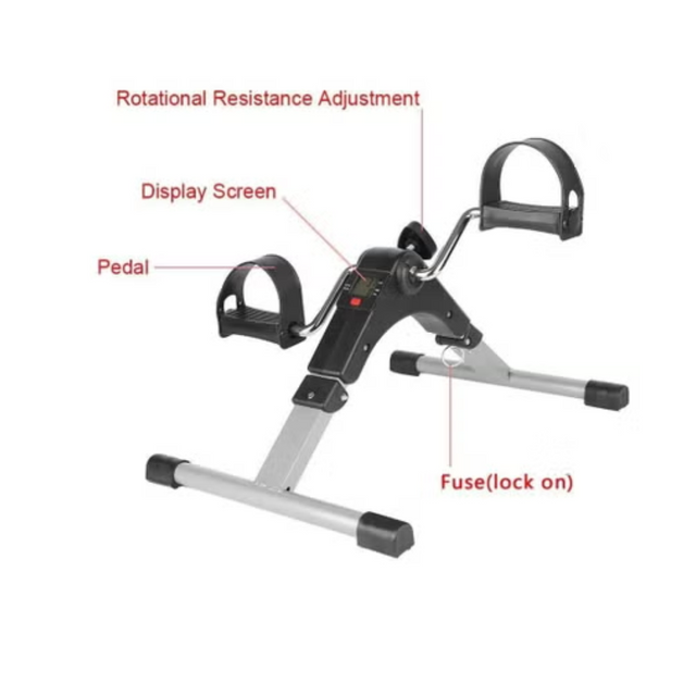 Foldable LCD Monitor Resistance Mini Exercise Bike Pedals Peddler Exrciser For Arms And Legs For Office Or Home | Ideal for All Surfaces, Kids & Adults | Match-Ready | Includes Pump & Needle