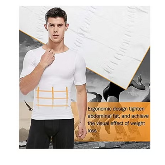 Men's Body Shaper Slimming Vest T-Shirt Elastic Slim Shapewear Compression Undershirts Tummy Control Waist Trainer | Ideal for All Surfaces, Kids & Adults | Match-Ready | Includes Pump & Needle