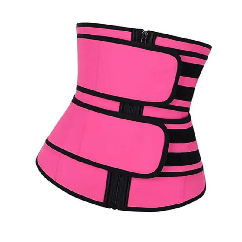 Women Waist Trainer Body Shaper Slimming Belt Corset Shapewear Gym Double Sweat Band Back Support Belly Trimmer | Ideal for All Surfaces, Kids & Adults | Match-Ready | Includes Pump & Needle