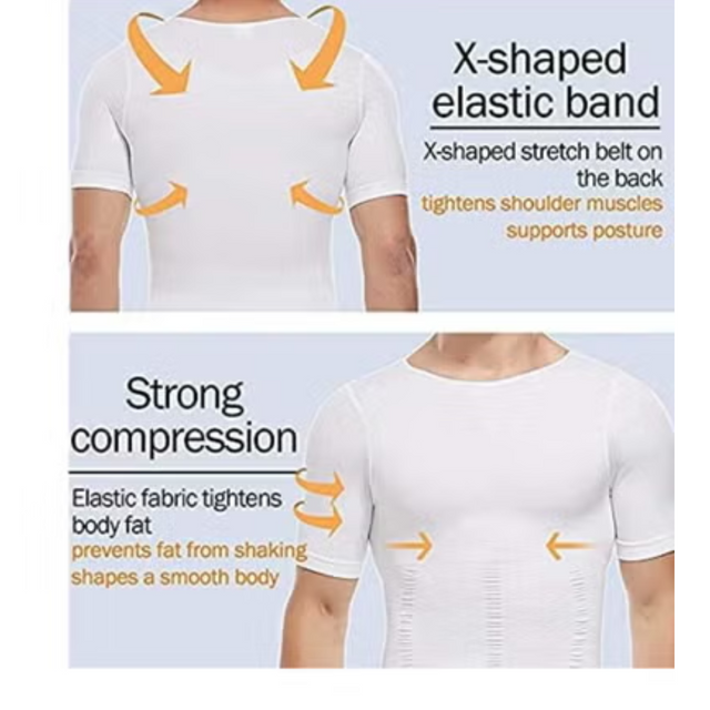 Men's Body Shaper Slimming Vest T-Shirt Elastic Slim Shapewear Compression Undershirts Tummy Control Waist Trainer | Ideal for All Surfaces, Kids & Adults | Match-Ready | Includes Pump & Needle