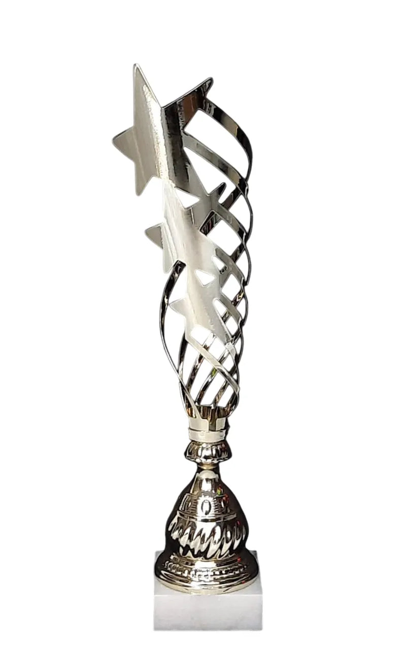 Silver Star Trophy ? 43cm with White Marble Base | Premium Achievement Award BC-121-A | Ideal for All Surfaces, Kids & Adults | Match-Ready | Includes Pump & Needle | Durable & Long-Lasting Performance