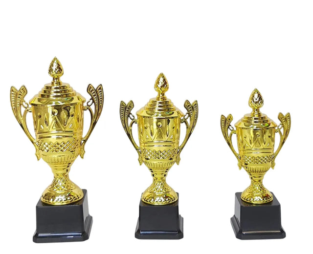 Set of 3 Gold Trophies ? 28/25/23cm | Premium Awards for Competitions & Achievements YG-243 | Ideal for All Surfaces, Kids & Adults | Match-Ready | Includes Pump & Needle | Durable & Long-Lasting Performance