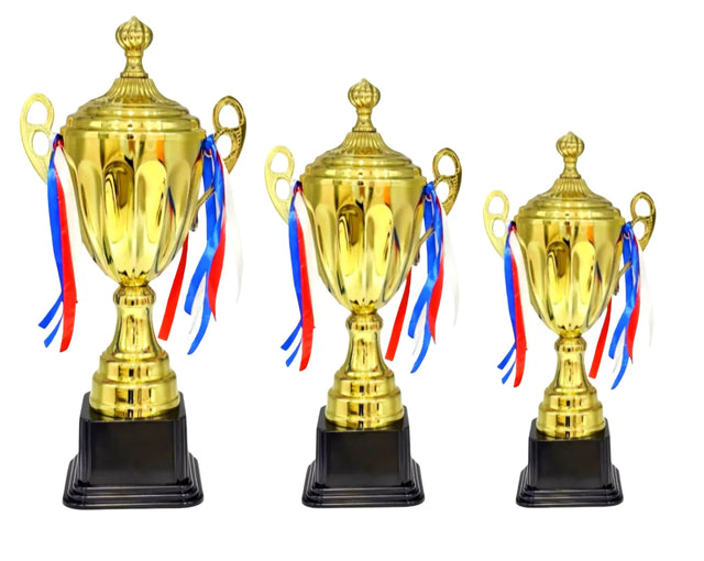 Set of 3 Gold Trophies ? 52/46/41cm | Premium Awards 4072 | Ideal for All Surfaces, Kids & Adults | Match-Ready | Includes Pump & Needle | Durable & Long-Lasting Performance