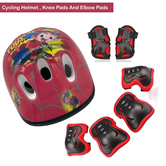 Kids Bike Helmet Set Skateboard Knee Pads - Kids Helmet Elbow Pads Wrist Guards Adjustable for 3~10yrs Girl Boy Kids Protective Gear Set for Sport Cycling Bike Roller Skating Scooter