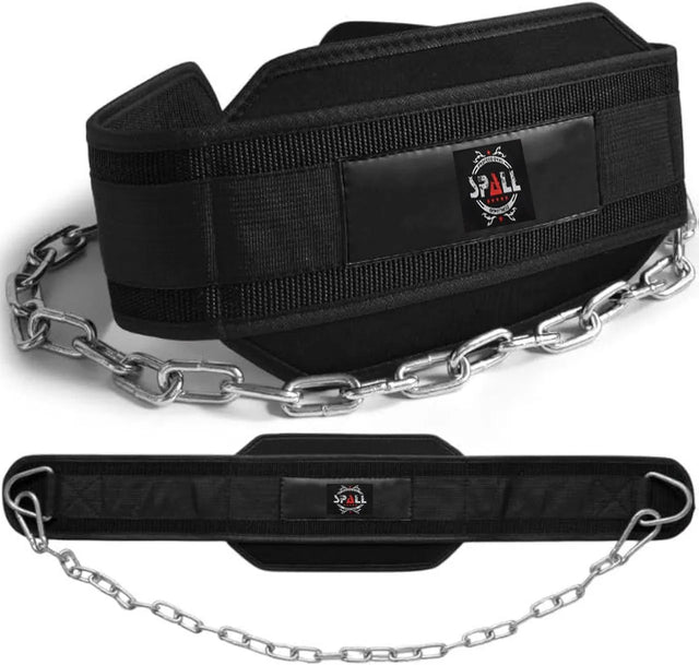 Weightlifting Dip Belt with Steel Chain Perfect for Men and Women for Adjustable Pull Up Fitness Pullups Crossfit Powerlifting Strength Training (Height 96cm Width 16cm, Black | Ideal for All Surfaces, Kids & Adults